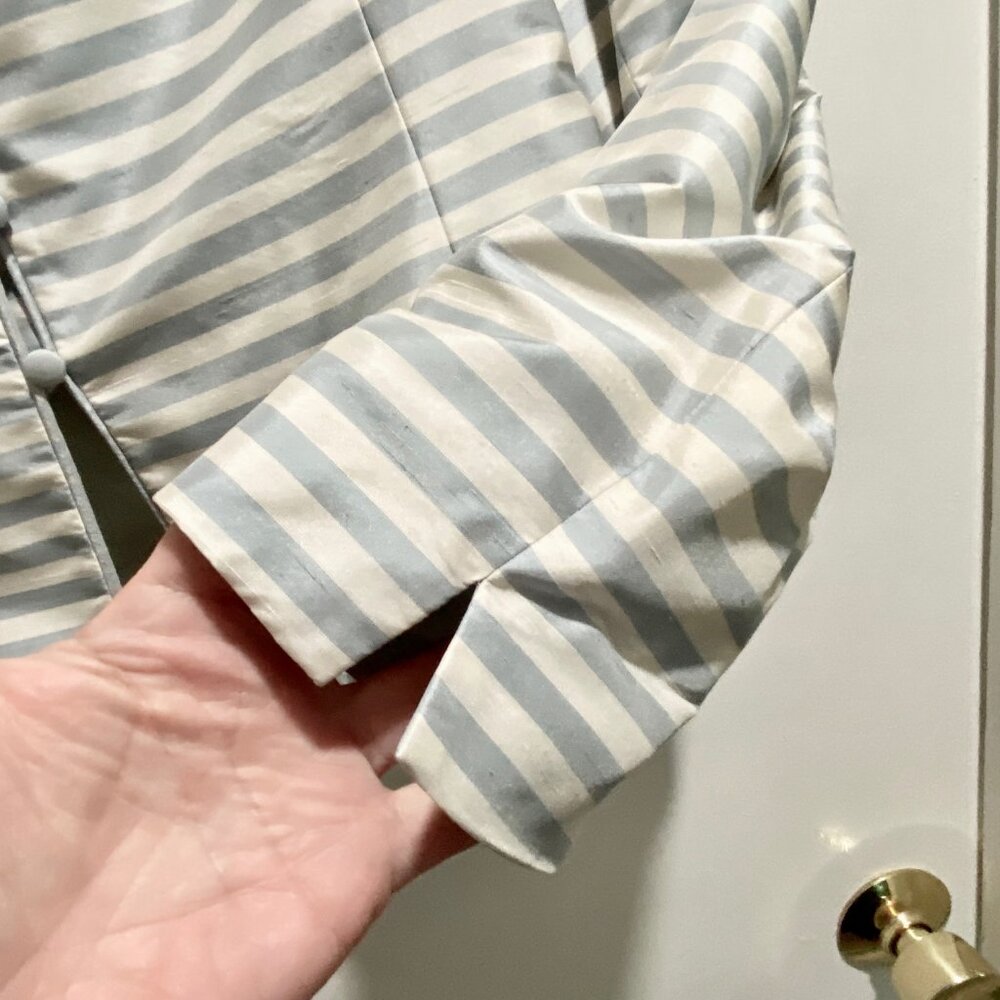 (4)  Vintage Kasper Work Office Minimalist Silk Lined Striped Blazer 6 - Picture 6 of 8